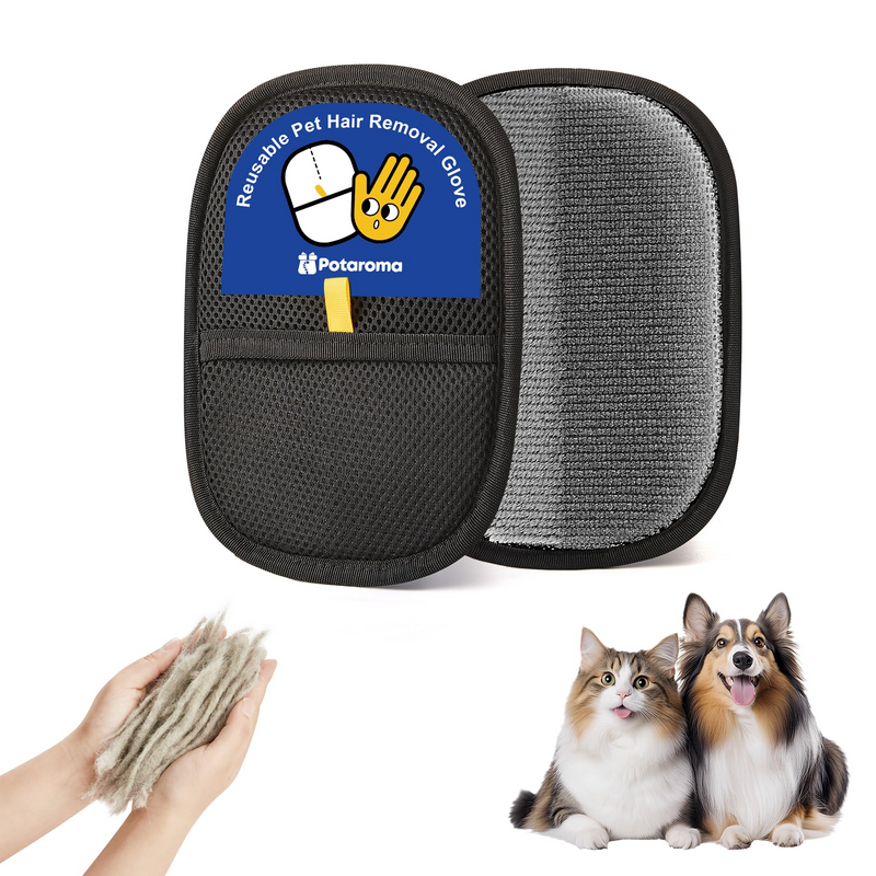 Reusable Pet Hair Removal Glove – Electrostatic Dog Cat Fur Remover Mitt Tool for Clothes, Furniture, Couch, Carpet, Curtain, & Bedding– Durable Mesh Design