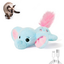 Cat Toys Flapping Elephant, Interactive Realistic Kitten Toy Stuffed with Catnip and Crinkle Paper Hangable Design