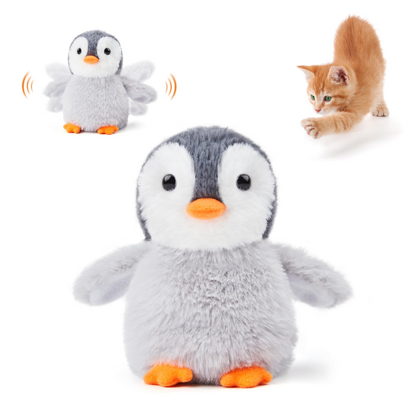 Flapping Cat Toys Emperor Penguin, Rechargeable, Lifelike Bird Chirp, Catnip Kicker Toys