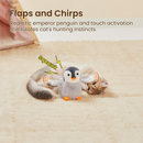 Flapping Cat Toys Emperor Penguin, Rechargeable, Lifelike Bird Chirp, Catnip Kicker Toys