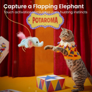 Cat Toys Flapping Elephant, Interactive Realistic Kitten Toy Stuffed with Catnip and Crinkle Paper Hangable Design