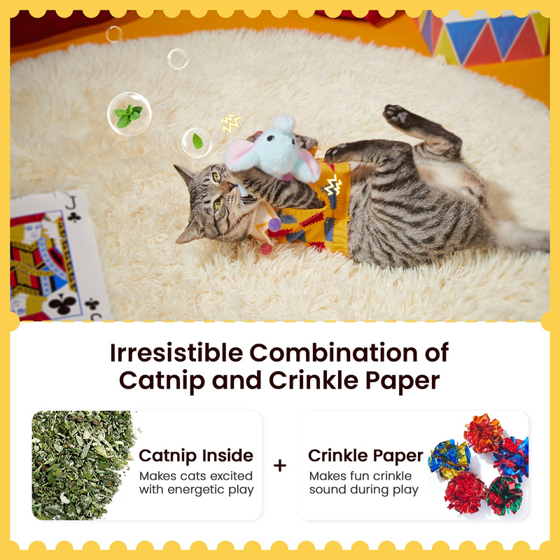 Cat Toys Flapping Elephant, Interactive Realistic Kitten Toy Stuffed with Catnip and Crinkle Paper Hangable Design