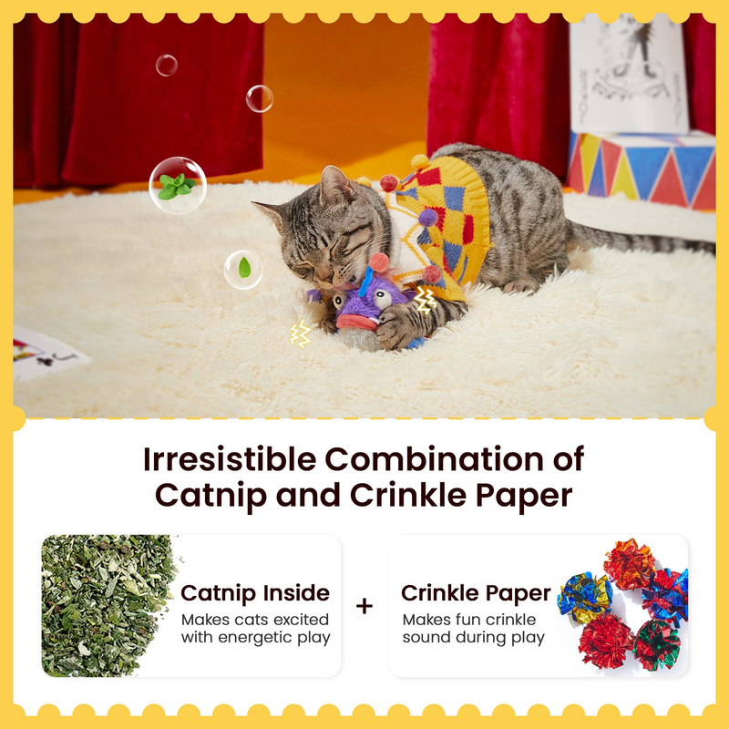 Cat Toys Flapping Fish, Interactive Hangable Realistic Anglerfish Toy Stuffed with Catnip and Crinkle Paper