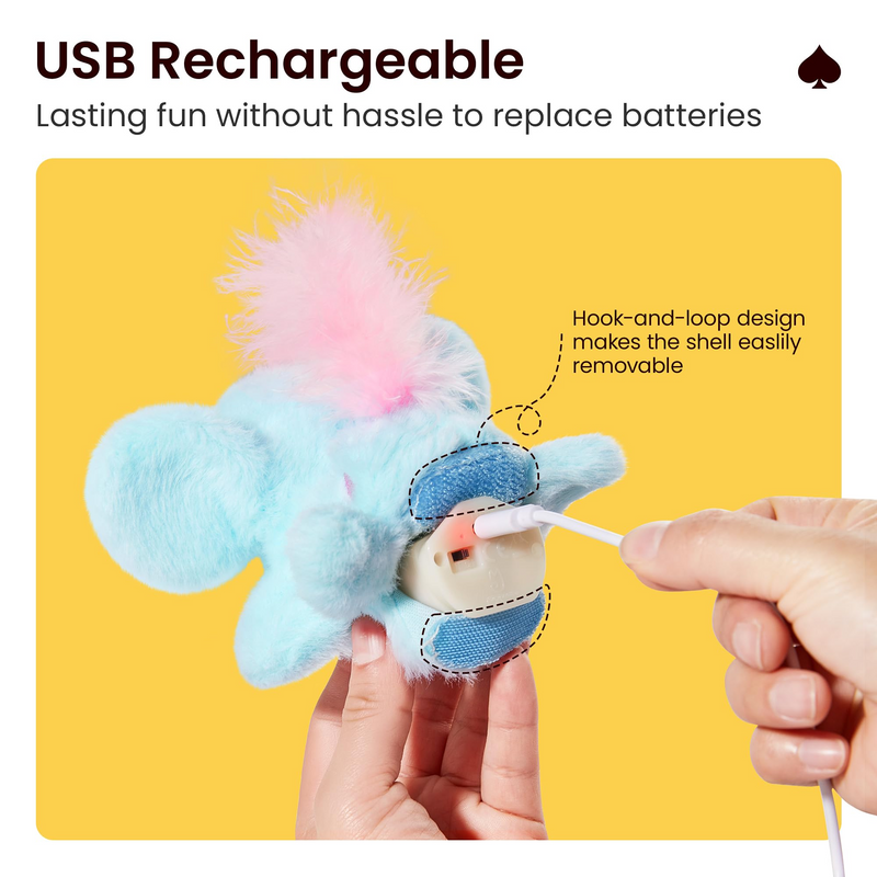 Cat Toys Flapping Elephant, Interactive Realistic Kitten Toy Stuffed with Catnip and Crinkle Paper Hangable Design