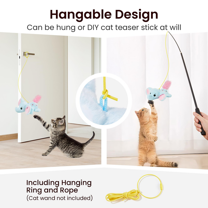 Cat Toys Flapping Elephant, Interactive Realistic Kitten Toy Stuffed with Catnip and Crinkle Paper Hangable Design