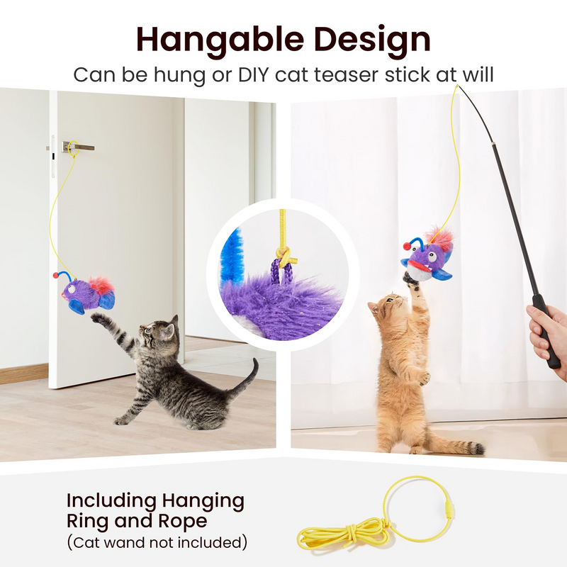 Cat Toys Flapping Fish, Interactive Hangable Realistic Anglerfish Toy Stuffed with Catnip and Crinkle Paper