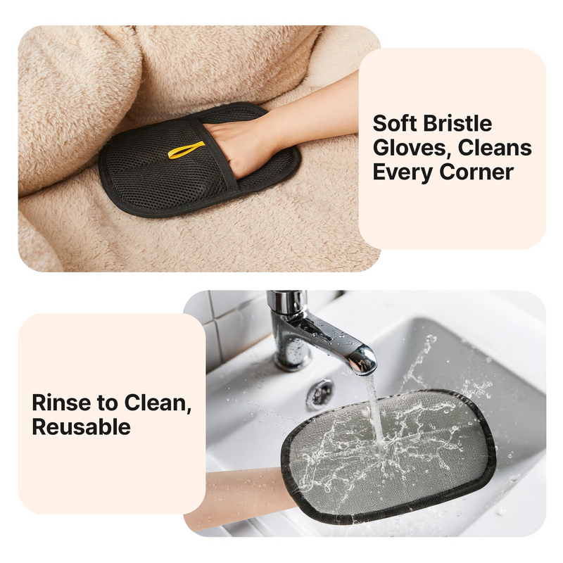 Reusable Pet Hair Removal Glove – Electrostatic Dog Cat Fur Remover Mitt Tool for Clothes, Furniture, Couch, Carpet, Curtain, & Bedding– Durable Mesh Design