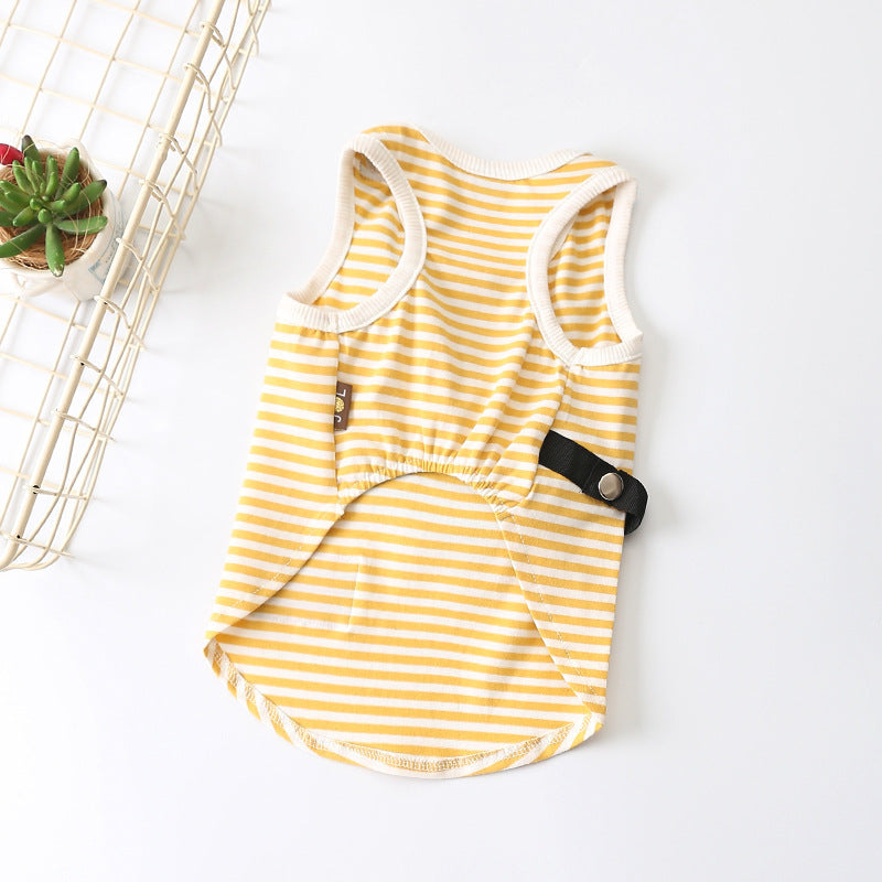 Dog Backpack Vest | Summer Cotton Striped Pet Shirt