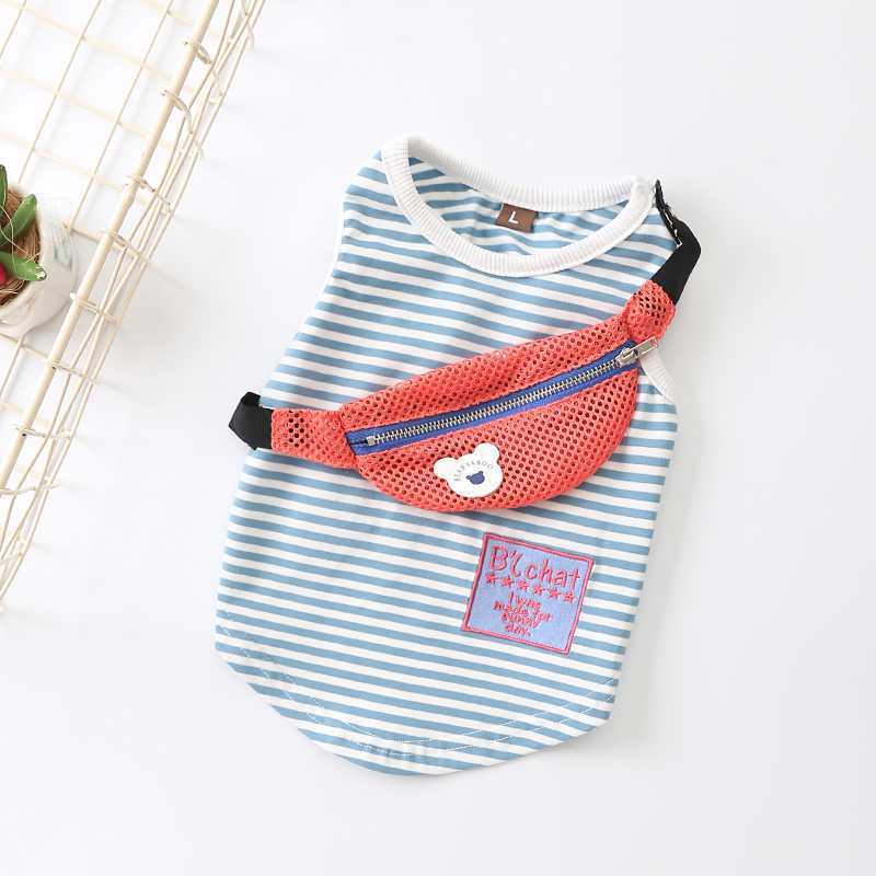 Dog Backpack Vest | Summer Cotton Striped Pet Shirt