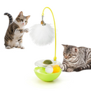 Interactive Cat Toys Exercise Wobble Base Toy for Indoor Kittens and Adult Cats, Spin Game with Track Catnip Ball and Feather Wand-Kitty Enrichment Puzzle Toy