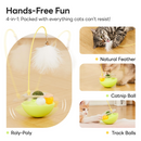 Interactive Cat Toys Exercise Wobble Base Toy for Indoor Kittens and Adult Cats, Spin Game with Track Catnip Ball and Feather Wand-Kitty Enrichment Puzzle Toy