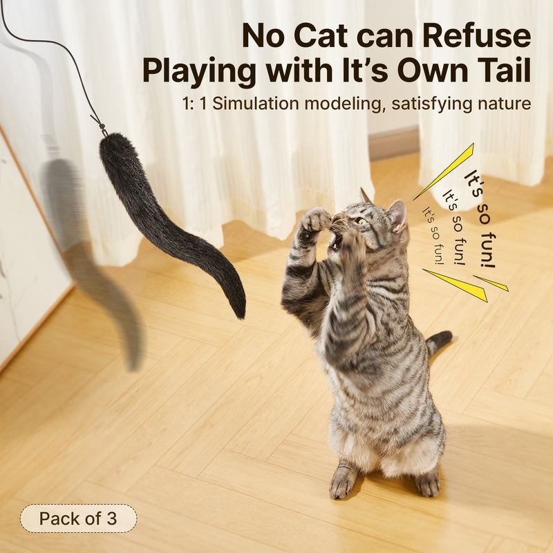 Lifelike Tail Simulation Cat Catnip Toys, Pack of 3