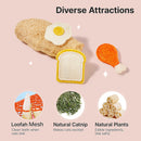 Loofah Cat Chew Toys with Catnip and Silvervine,3PCS Interactive Kitten Loofa Dental Teething and Biting Catnip Toys