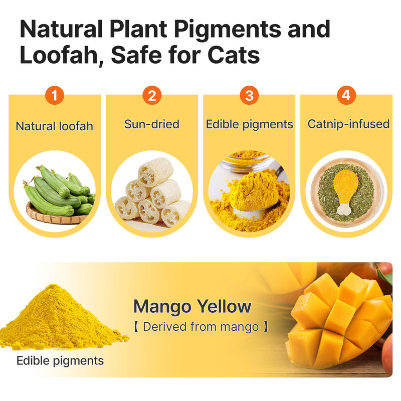 Potaroma Loofah Cat Chew Toys with Catnip and Silvervine, 3PCS Interactive Kitten Loofa Dental Toys