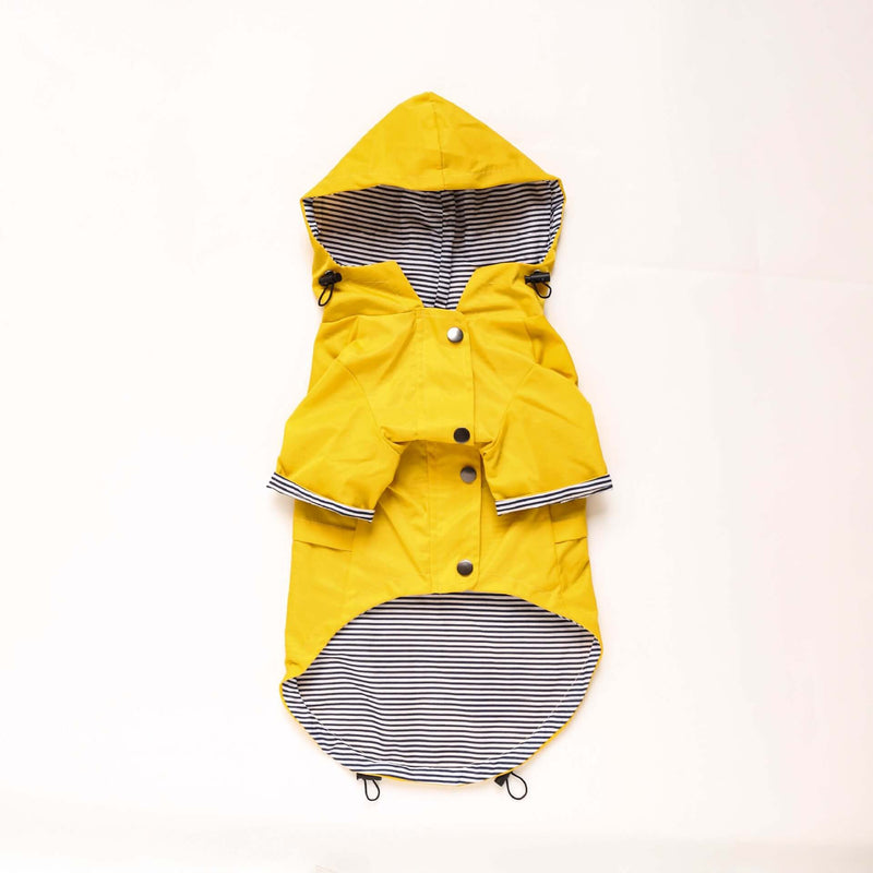 Yellow Hooded Dog Raincoat | European Style Waterproof Jacket for Pets