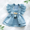 Elegant Denim Suspender Dog Dress – Small Dog Outfits | Mello & Co.