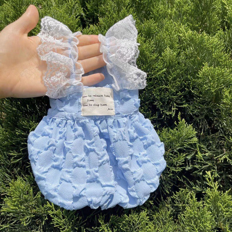 Lace Pet Dress | Summer Contrast Suspender Skirt for Dogs