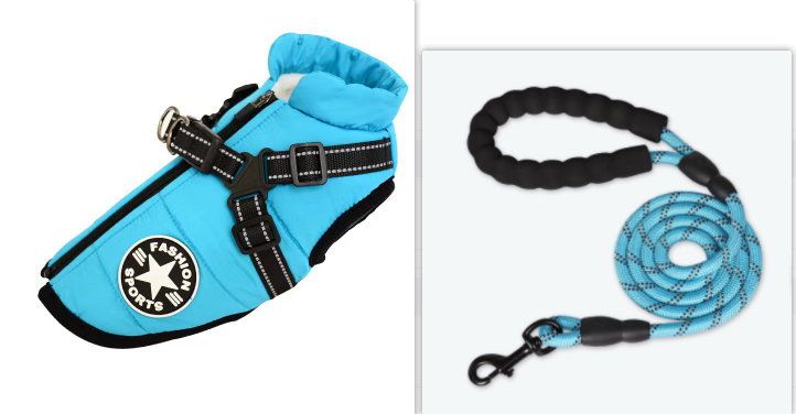 Waterproof Winter Dog Coat With Harness & Lead